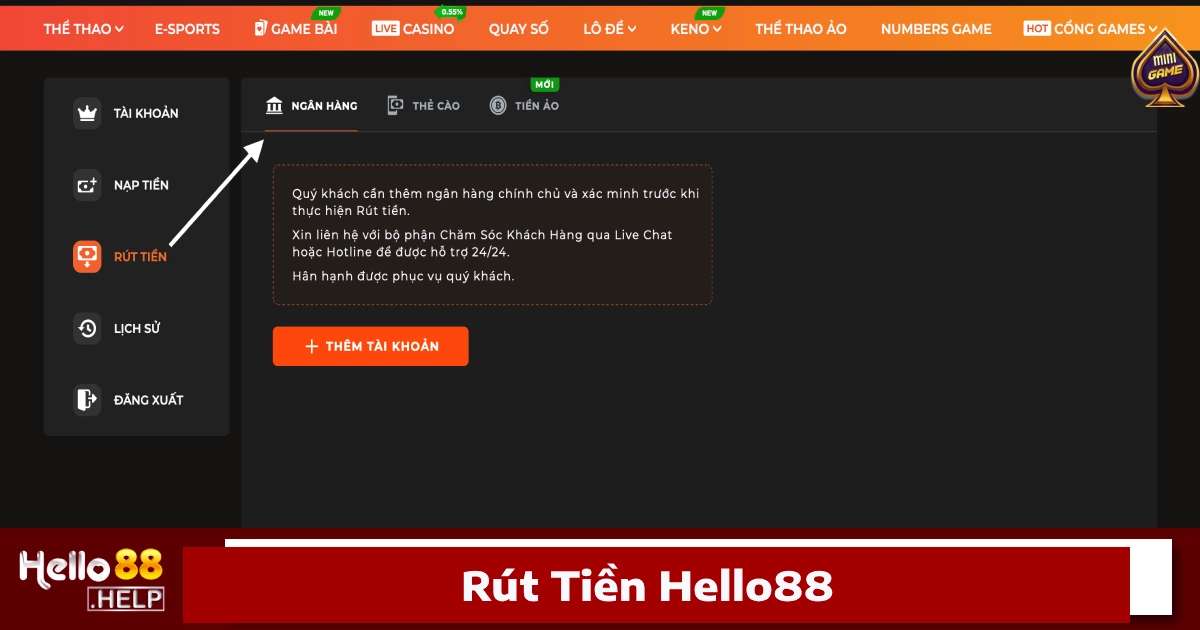 Hello88 37 Cách rút tiền tại nhà cái diễn ra đơn giản, nhanh chóng
